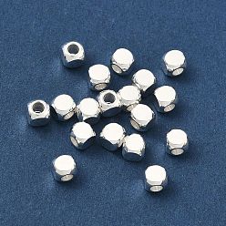 Серебро 201 из нержавеющей стали бусы, квадратный, серебряные, 4x4x4 мм, отверстие : 2 мм