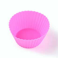 Ярко-Розовый Многоразовые силиконовые формы для выпечки из пищевого продукта, кексы, кексы, кексы, чашки для выпечки, вкладыши, формы для торта с антипригарным покрытием, ярко-розовый, 6.5x3.3 см