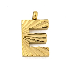 Letter E Ионное покрытие (ip) 304 брелоки из нержавеющей стали, гравированная фигурка ручной работы, полностью отполированный, золотые, Письмо E, 14x7.5x2 мм, отверстие : 1.8 мм