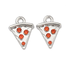 Платина Подвески из сплава и страза, пицца прелести, стойки покрытие, без кадмия, без никеля и без свинца, платина, 15x11x2.5 мм, отверстие : 1.8 мм