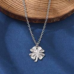 Нержавеющая Сталь Цвет Клевер 304 из нержавеющей стали кулон ожерелья, цвет нержавеющей стали, 17.80 дюйм (45.2 см)