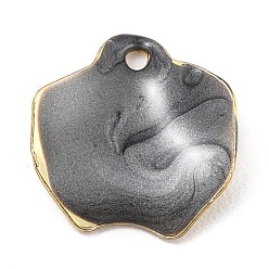 Серый Подвески из эмали и сплава, форма лепестка цветка, серые, 16x15x3.5 мм, отверстие : 1.2 мм