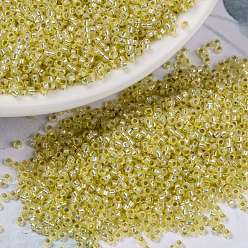 (RR554) Dyed Light Daffodil Silverlined Alabaster Миюки круглые бусины рокайль, японский бисер, 15/0, (rr 554) окрашенный светлый нарцисс серебристый алебастр, 15/0, 1.5 мм, Отверстие : 0.7 мм , около 27777 шт / 50 г