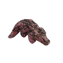 Родонит Натуральный родонит, резные фигурки крокодила, статуи для украшения домашнего офиса, рабочего стола, 50x45 мм