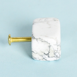 Howlite Howlite Drawer Knobs, Drawer Pulls Handle, Iron Screw, for Home, Cabinet, Cupboard and Dresser, 20~30mm