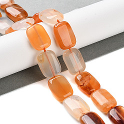 Red Agate Natural Agate Beads Strands, Rectangle, 18x13x6mm, Hole: 1.4mm, about 22pcs/strand, 15.35''(39cm)