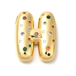 Letter H Латуни циркония кубической подвески, без кадмия, без никеля и без свинца, подвески с буквой az~z, реальный 18 k позолоченный, Письмо ч, 30x24x7 мм, отверстие : 5x2.5 мм