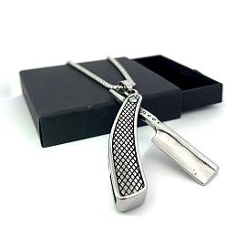 Нержавеющая Сталь Цвет Мужской триммер для бороды из титановой стали, стильный кулон в виде бритвы для стрижки, аксессуары.