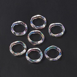 Clear AB Transparent Acrylic Linking Rings, Wavy Irregular Ring, AB Color Plated, Clear AB, 23x23x6mm, Inner Diameter: 17.5mm