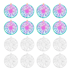 (52) Непрозрачная лаванда 40 шт. 2 цвета 201 филигранные подвески из нержавеющей стали, гравированные металлические украшения, одуванчик, разноцветные, 27x25x0.2 мм, отверстие : 1.2~1.4 мм, 20 шт / цвет