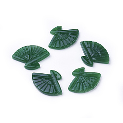 Myanmar Jade Carved Natural Myanmar Jade/Burmese Jade Pendants, Dyed, Fan, 18x24~24.5x3mm, Hole: 1mm