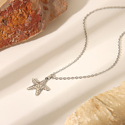 Морская звезда 304 подвесные из нержавеющей стали ожерелья, цвет нержавеющей стали, морская звезда, 17.72 дюйм (45 см)