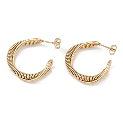 Золотой Вакуумное покрытие pvd 201 серьги-гвоздики из нержавеющей стали в форме буквы С, с 304 штифта из нержавеющей стали, золотые, 28x8.5 мм