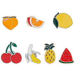 Mixed Shapes 7шт. 7 стили, значки с фруктовой тематикой, эмалированные застежки для лацканов, рюкзаков и одежды, разнообразные, 15.5~24.5x9.5~23.5 мм, 1 шт / стиль