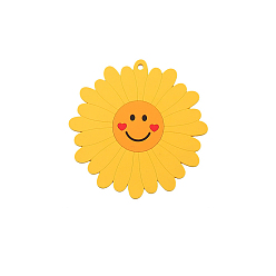 Gold Silicone Coasters, Sunflower with Smiling Face Cup Mats, Gold, 150mm