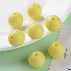 Yellow Opaque Acrylic Beads, Round, Yellow, 20x19mm, Hole: 3mm, about 111pcs/500g