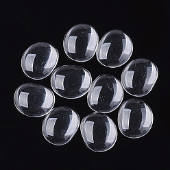 Clear Transparent Glass Cabochons, Oval, Clear, 14x12x3.5mm