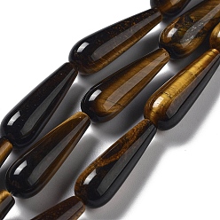 Тигровый глаз Природных тигровый глаз бисер нитей, слеза, 30~30.5x10~10.5 мм, отверстие : 1.4 мм, около 6 шт / нитка, 7.13~7.20 дюйм (18.1~18.3 см)