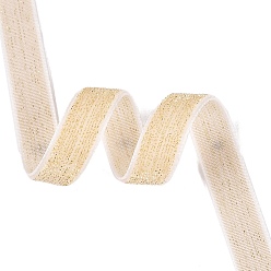 Mocassin Ruban de velours simple face à paillettes scintillantes, Ruban en polyester et nylon avec cordon métallique, pour accessoires de vêtement, mocassin, 3/8 pouces (10 mm), environ 218.72 yards (200m)/rouleau