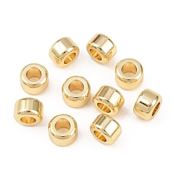 Настоящее золото 18K Колонка латунные бусины, стойки покрытие, долговечный, без кадмия и без свинца, реальный 18 k позолоченный, 6x4 мм, отверстие : 3 мм