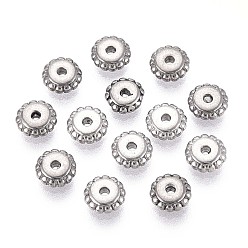 Нержавеющая Сталь Цвет Не тускнеет 304 дисковые бусины из нержавеющей стали, цветок, цвет нержавеющей стали, 5x2 мм, отверстие : 1.4 мм