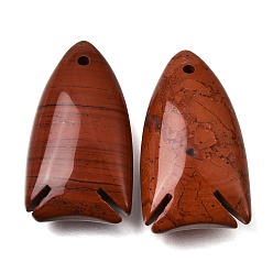 Red Jasper Natural Red Jasper Pendants, Fish Charms, 39~40x22x12mm, Hole: 2mm