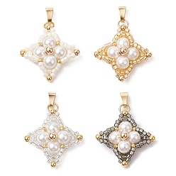 (52) Непрозрачная лаванда Подвески из ракушечного жемчуга и стеклянных бусин, подвески-звезды 304 с защелками из нержавеющей стали, золотые, разноцветные, 25x25x7 мм, отверстие : 5.5x2.5 мм