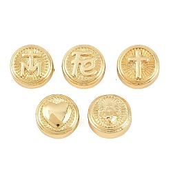 Mixed Shapes Религиозные латунные бусы, долговечный, плоско-круглые, стойки покрытие, без свинца и без кадмия, реальный 18 k позолоченный, разнообразные, 10x5 мм, отверстие : 1.6 мм