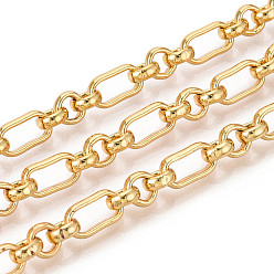 Золотой Латунные овальные звенья цепи, пайки, с катушкой, золотые, 10x6x2 мм, около 32.81 футов (10 м) / рулон
