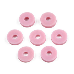 Flamingo Eco-Friendly Handmade Polymer Clay Beads, Disc/Flat Round, Heishi Beads, Flamingo, 6x1mm, Hole: 2mm, about 23500pcs/1000g