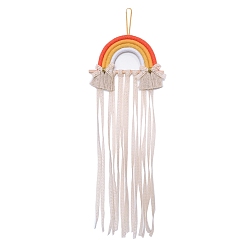 Оранжевый Хлопковые радужные подвесные держатели для волос, витрины для хранения аксессуаров для волос, оранжевые, 75x28 см