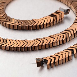 с Покрытием Меди Гальванизировать немагнитных синтетический гематит нитей бисера, наконечник, с медным покрытием, 4x6x3 мм, отверстие : 1 мм, около 206 шт / нитка, 15.7 дюйм