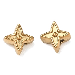 Real 18K Gold Plated 304 Stainless Steel Beads, Star, Ion Plating(IP), Real 18K Gold Plated, 5x5x3.5mm, Hole: 1.3mm