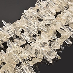 Clear Polished Quartz Crystal Bead Strands, Nuggets, Clear, 11~48x2~8mm, Hole: 1mm, about 15.4~15.7 inch