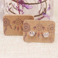 Перо Бумажные карты дисплей, для серьги, прямоугольные, тканая сеть / паутина с пером, 2.5x3.5 см, о 100 шт / комплект