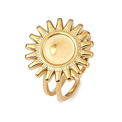 Золотой Фурнитура для манжет из нержавеющей стали, настройки кольца чашки безеля с круглым лотком, золотые, золотые, ВС: 18 mm, внутренний диаметр: 17 мм, лоток : 8 мм