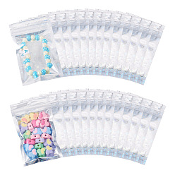 Серебро 60шт. блестящие голографические звездчатые пластиковые пакеты с застежкой-молнией в форме инь-ян, верхние пакеты с самозапечатыванием, прямоугольные, серебряные, 12x7.5x0.01 см, односторонняя толщина: 2.5 мил(0.065мм)