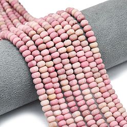 Родонит Природные родонит бисер нитей, матовые, рондель, 6x4 мм, отверстие : 1 мм, около 93~96 шт / нитка, 14.57''~14.76'' (37~37.5 см)