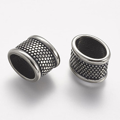 Античное Серебро 304 из нержавеющей стали слайд прелести, для браслетов из кожаного шнура изготовление брелка из веревки, овальные, античное серебро, 12x16x12 мм, отверстие : 8.5x13 мм