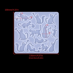 Cat Shape Серьги подвески своими руками пищевая силиконовая форма, формы для литья смолы, для уф-смолы, изготовление изделий из эпоксидной смолы, белые, форма кошки, 108x116x4 мм