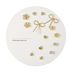 Золотой 7 пары антикоррозийных изысканных комплектов серег-гвоздиков из сплава с латунной булавкой для девушек и женщин, разнообразные, золотые, Размер упаковки: 75x75 mm