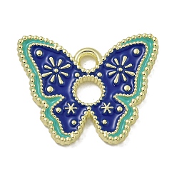 Синий Стойки обшивки сплава эмали подвески, без кадмия и без свинца, очарование бабочки, золотые, синие, 15x18.5x1.5 мм, отверстие : 2 мм