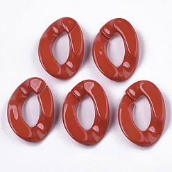 Red Opaque Acrylic Linking Rings, Quick Link Connectors, for Curb Chains Making, Twist, Red, 30x21x6mm, Inner Diameter: 16x8mm