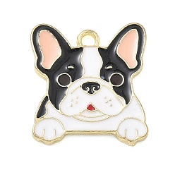 Noir Pendentifs en émail , charmes de chien, or, noir, 20x18x1.5mm, Trou: 2mm