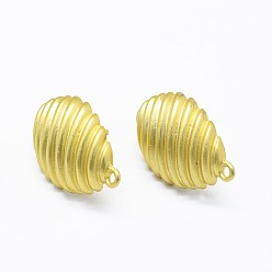Matte Gold Color Alloy Stud Earring Findings, with Loop, Brass Pins and Ear Nuts/Earring Backs, Long-Lasting Plated, Shell, Matte Gold Color, 23.5x15.5mm, Hole: 1.6mm, Pin: 0.7mm