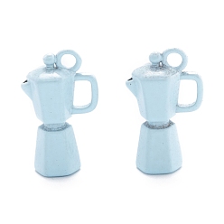 Лазурный Окрашенного распылением медные подвески, чайник, лазурный, 18x10.7x6 мм, отверстие : 2 мм