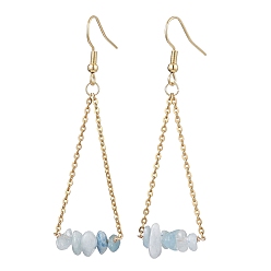 Аквамарин 304 серьги из нержавеющей стали с подвесками из натурального аквамарина, золотые, 60x20 мм