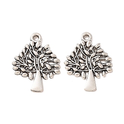 Antique Silver Tibetan Style Alloy Pendants, Tree Charms, Antique Silver, 24x18.5x1.5mm, Hole: 1.8mm, about 800pcs/1000g