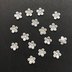 Кремово-белый Абс пластмассовые имитационные жемчужные кабошоны, 5-лепестков цветка, кремово-белые, 11x2.5 мм