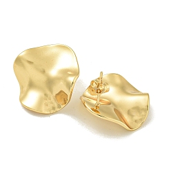 Золотой Текстурированные плоские круглые 304 серьги-гвоздики из нержавеющей стали для женщин, золотые, 24x22.5 мм